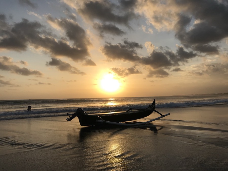 A boat at sunset